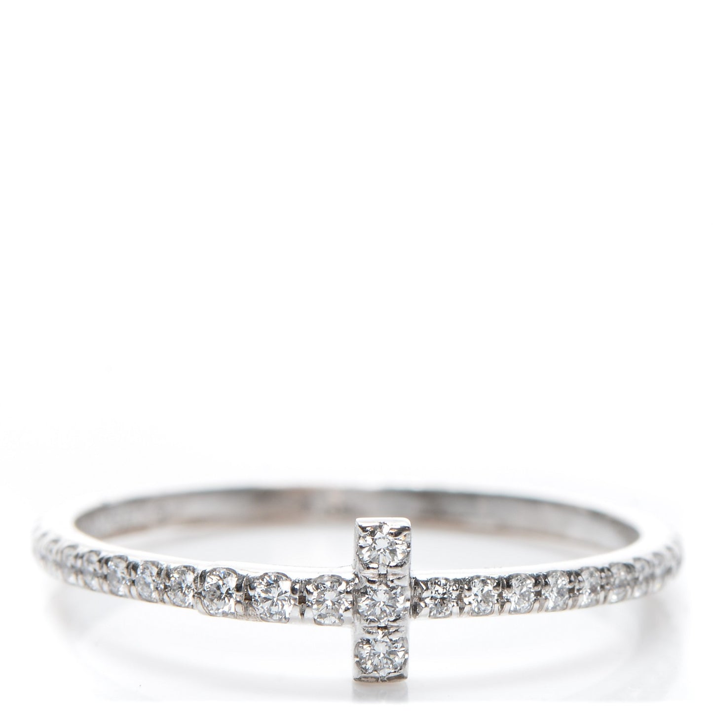 18K White Gold Diamond T Wire Pave Ring 52 6