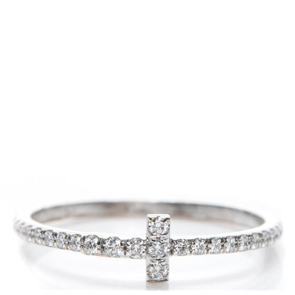 Tiffany 18K White Gold Diamond T Wire Pave Ring 52 6 1 of 6
