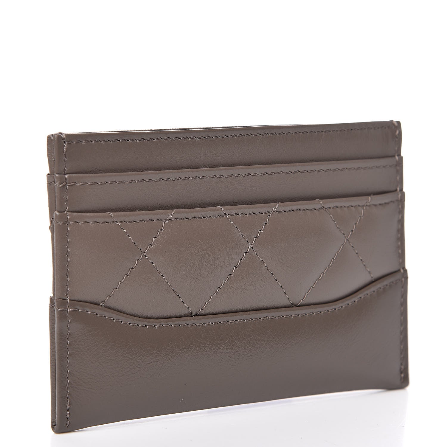 Chanel Aged Calfskin Quilted Gabrielle Card Holder Wallet Grey 3 of 9