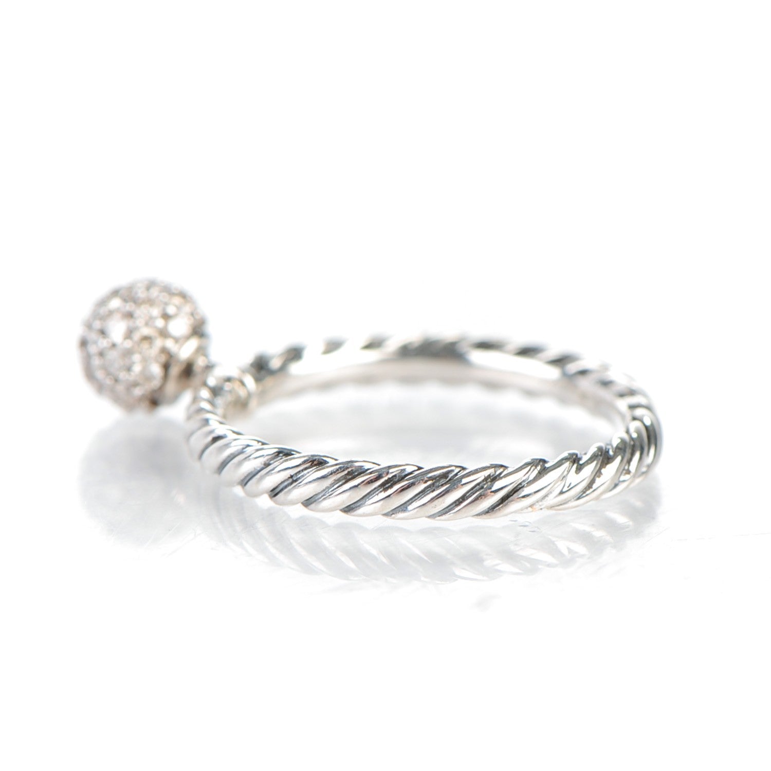 David Yurman Sterling Silver Pave Diamond 6mm Element Ball Ring 51.5 6 3 of 4