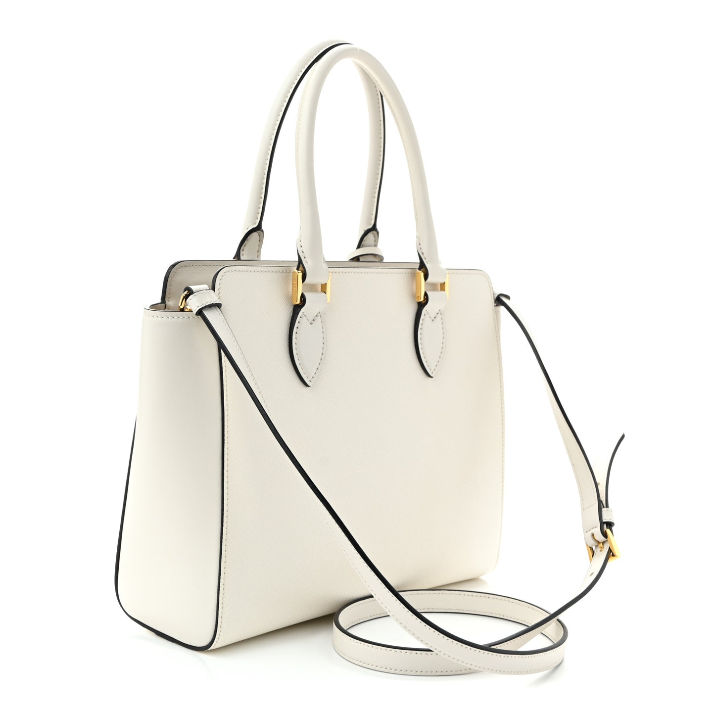 Saffiano Soft Calfskin Zippered Tote White