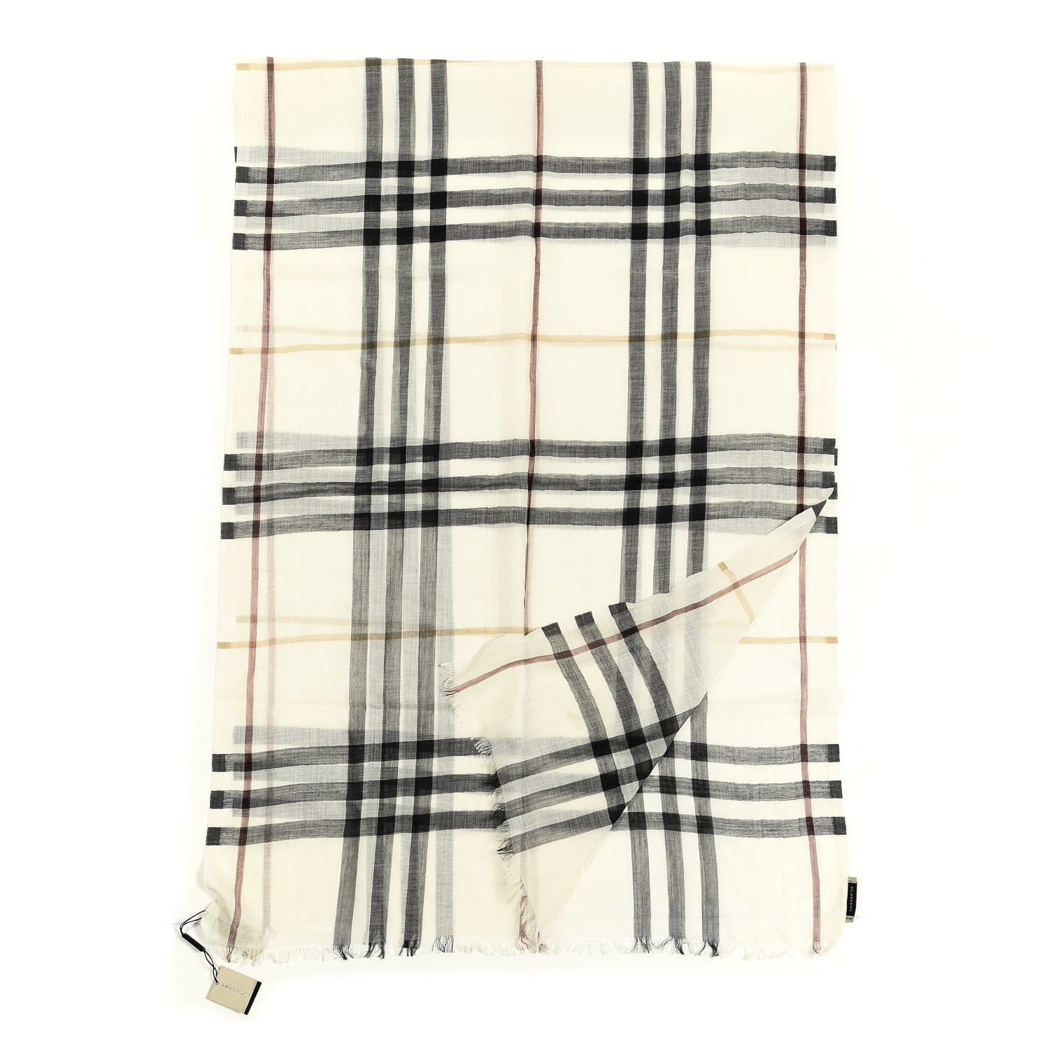 Burberry Wool Silk Gauze Giant Check Lightweight Scarf Stone 1 of 3