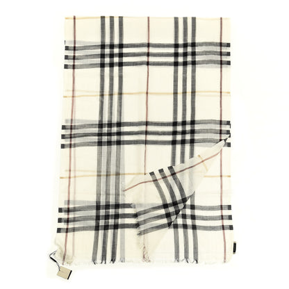 Burberry Wool Silk Gauze Giant Check Lightweight Scarf Stone 1 of 3