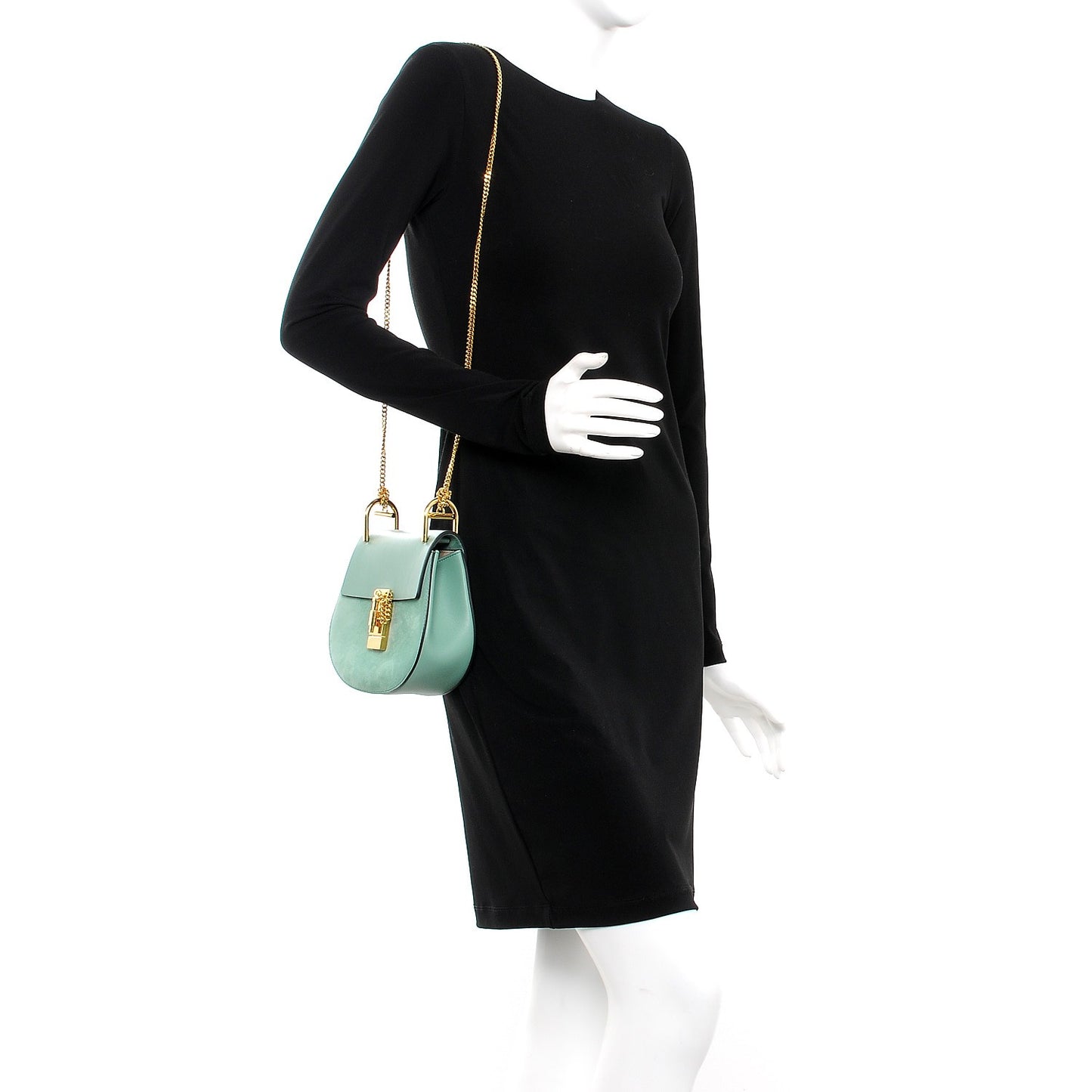 Suede Smooth Calfskin Drew Shoulder Bag Soft Green
