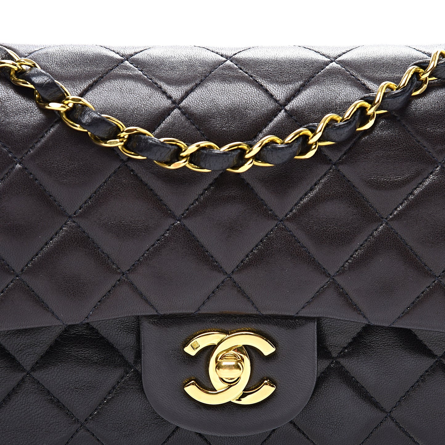 Lambskin Quilted Small Double Flap Black