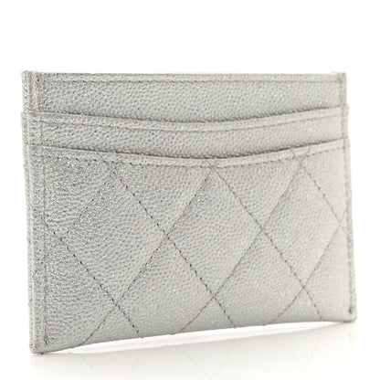 Chanel Glittered Metallic Caviar Quilted Card Holder Silver 2 of 9
