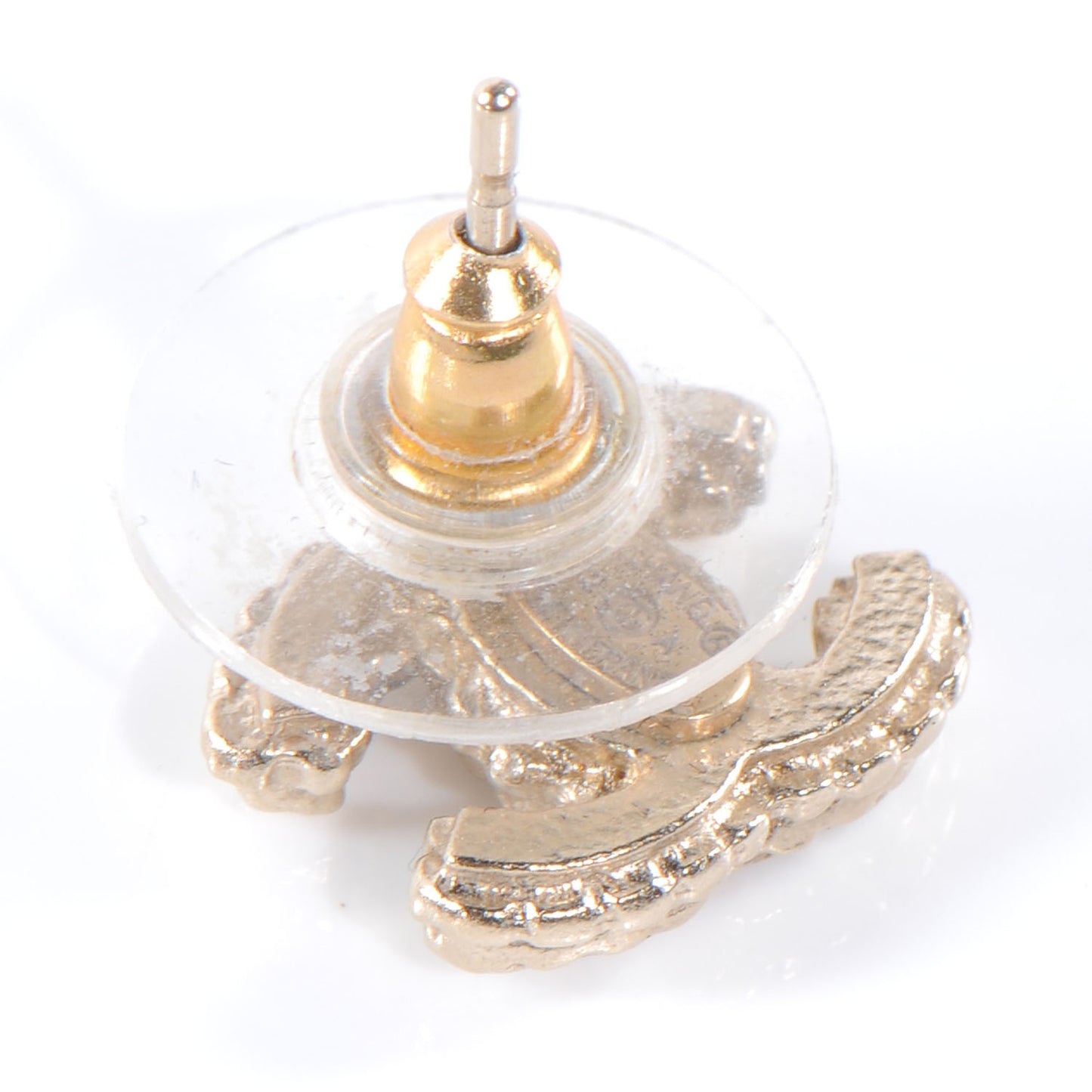 Crystal CC Pierced Earrings Gold