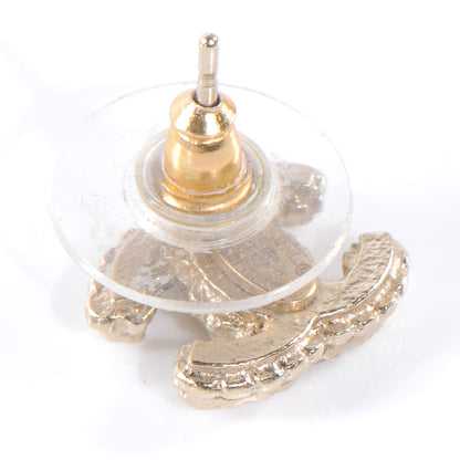 Chanel Crystal CC Pierced Earrings Gold 4 of 6