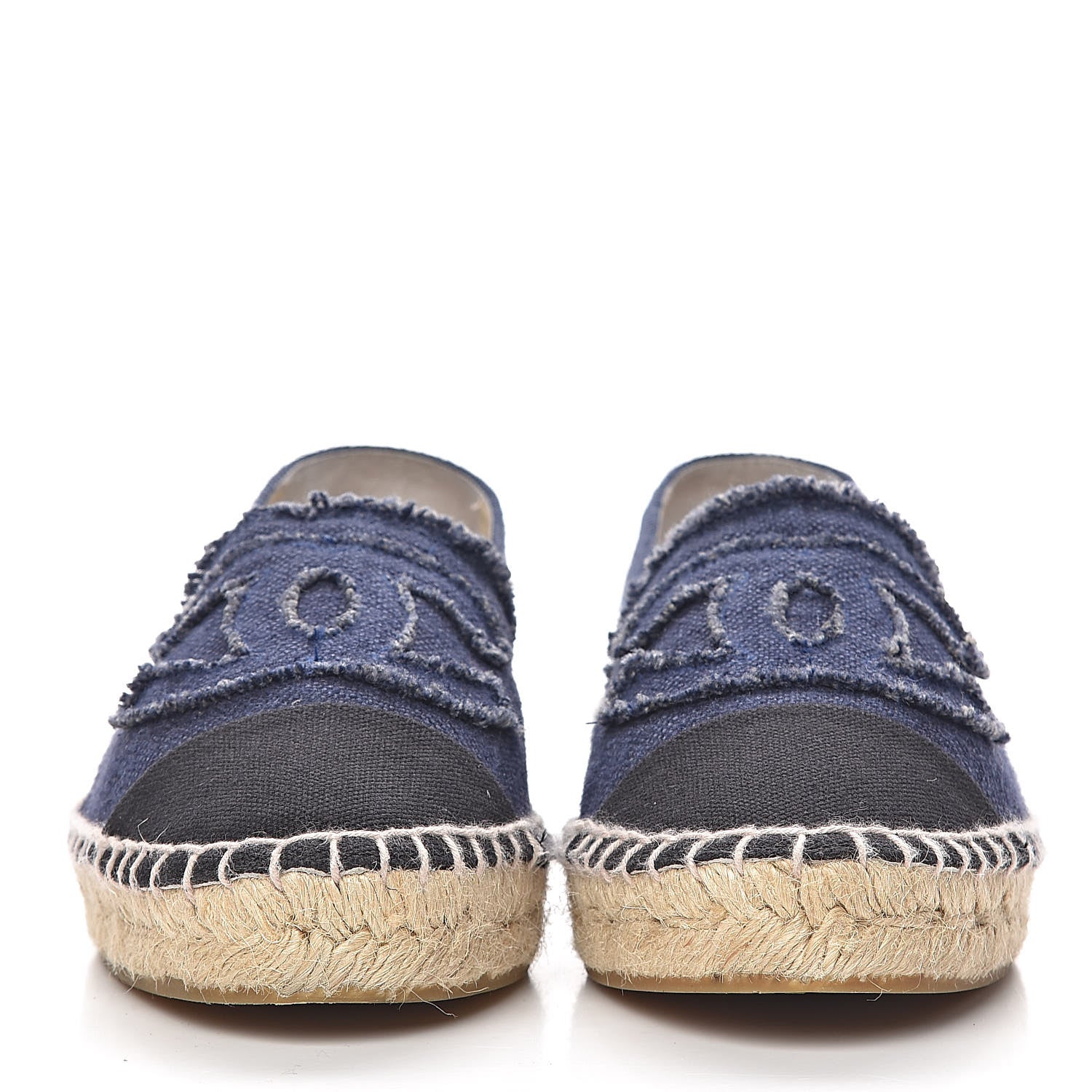 Chanel Denim Toile CC Espadrilles 38 Navy Black 2 of 9