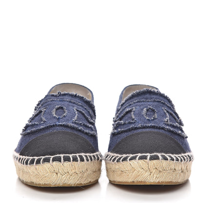 Chanel Denim Toile CC Espadrilles 38 Navy Black 2 of 9