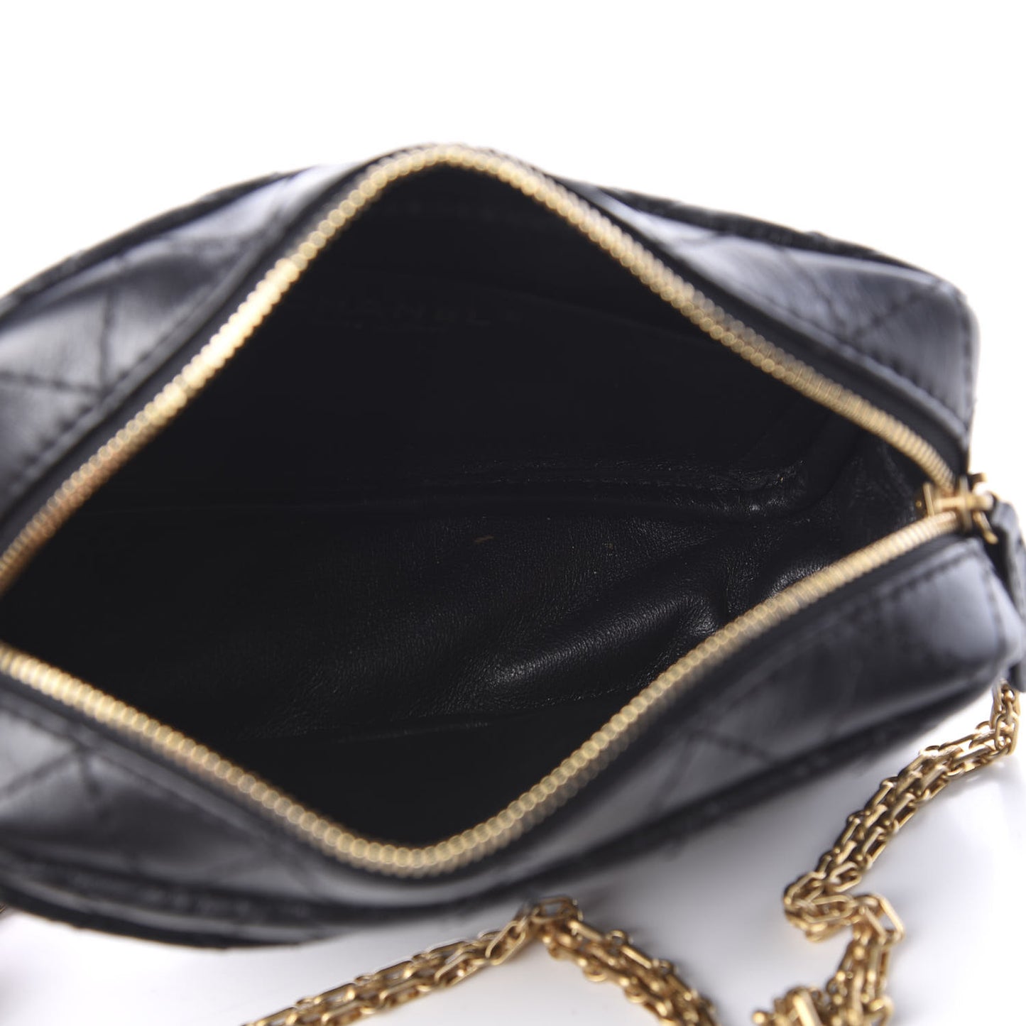 Aged Calfskin Quilted Small Reissue Camera Case Black