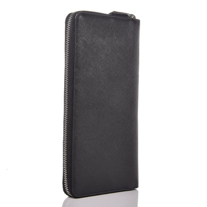 Prada Saffiano Zip Around Portfolio Wallet Black 3 of 10