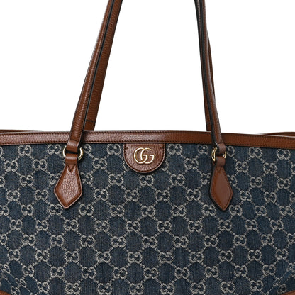 Gucci New Denim GG Monogram Medium Ophidia Shopping Tote Blue Tea Cuir 8 of 13