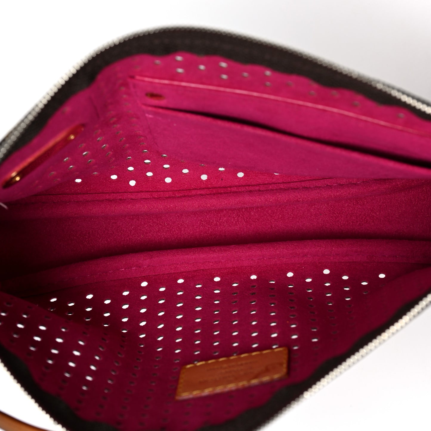 Monogram Perforated Pochette Accessories Bag Fuchsia