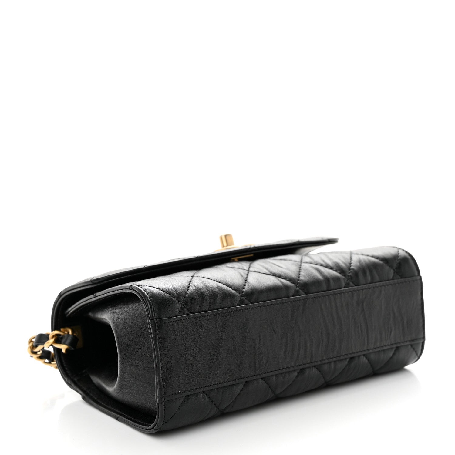 Chanel Crumpled Lambskin Quilted Mini CC Links Top Handle Flap Black 4 of 11