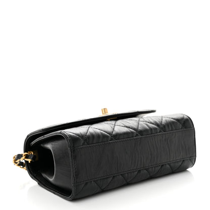 Chanel Crumpled Lambskin Quilted Mini CC Links Top Handle Flap Black 4 of 11
