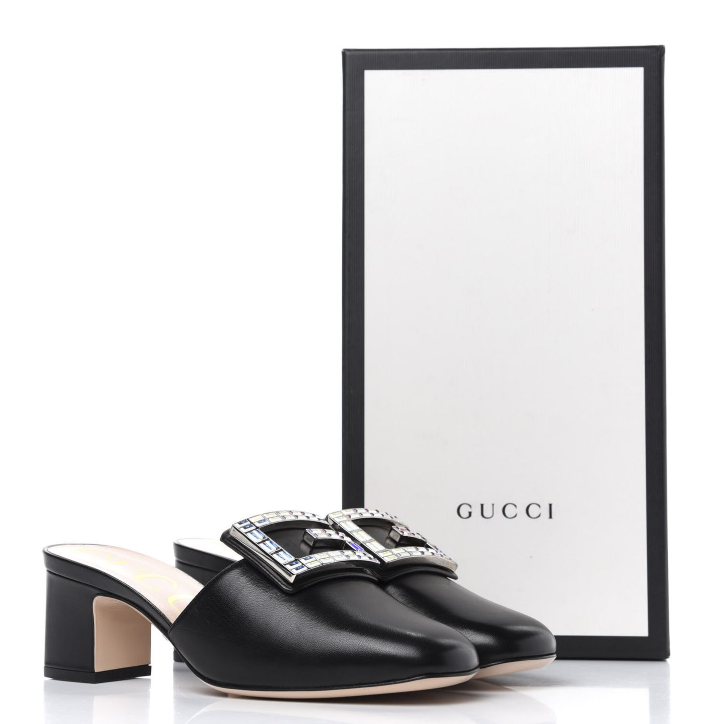 Malaga Kid Crystal Square G Madelyn Mules 36 Black