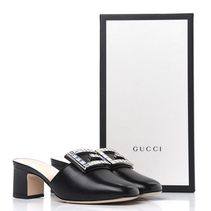 Gucci Malaga Kid Crystal Square G Madelyn Mules 36 Black 12 of 12