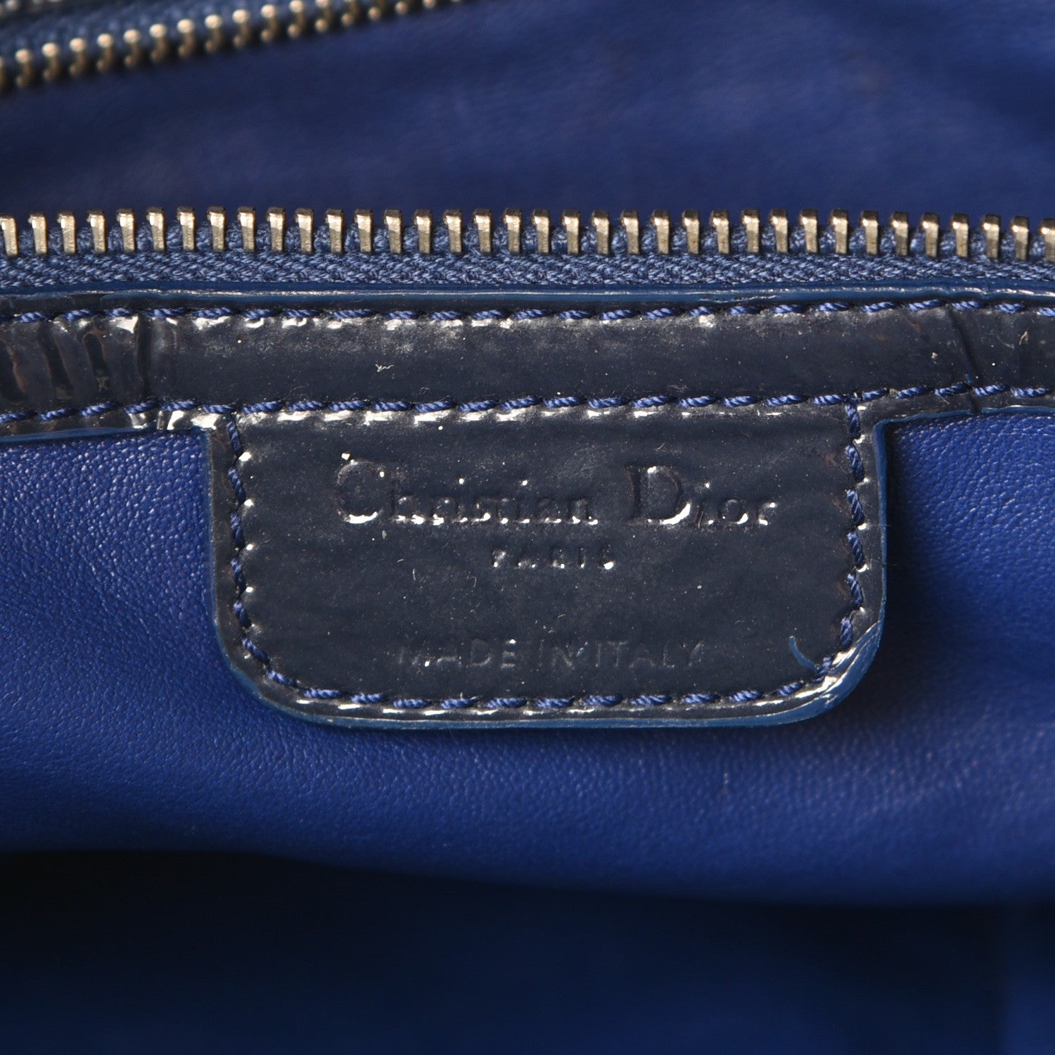 Christian Dior Patent Cannage Dior Soft Shopping Tote Blue 6 of 7