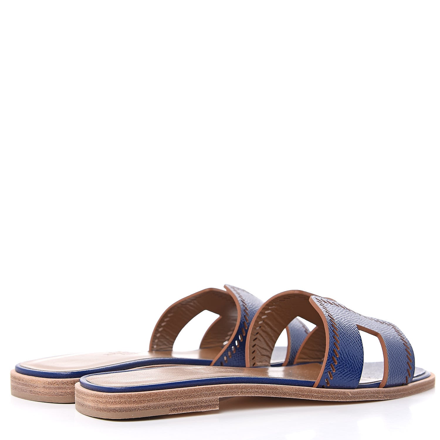 Hermes Patent Epsom Perforated Oran Sandals 36 Bleu Saphir 5 of 8