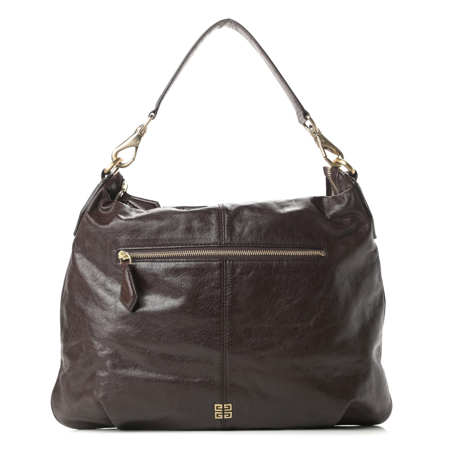 Calfskin Zip Top Hobo Brown