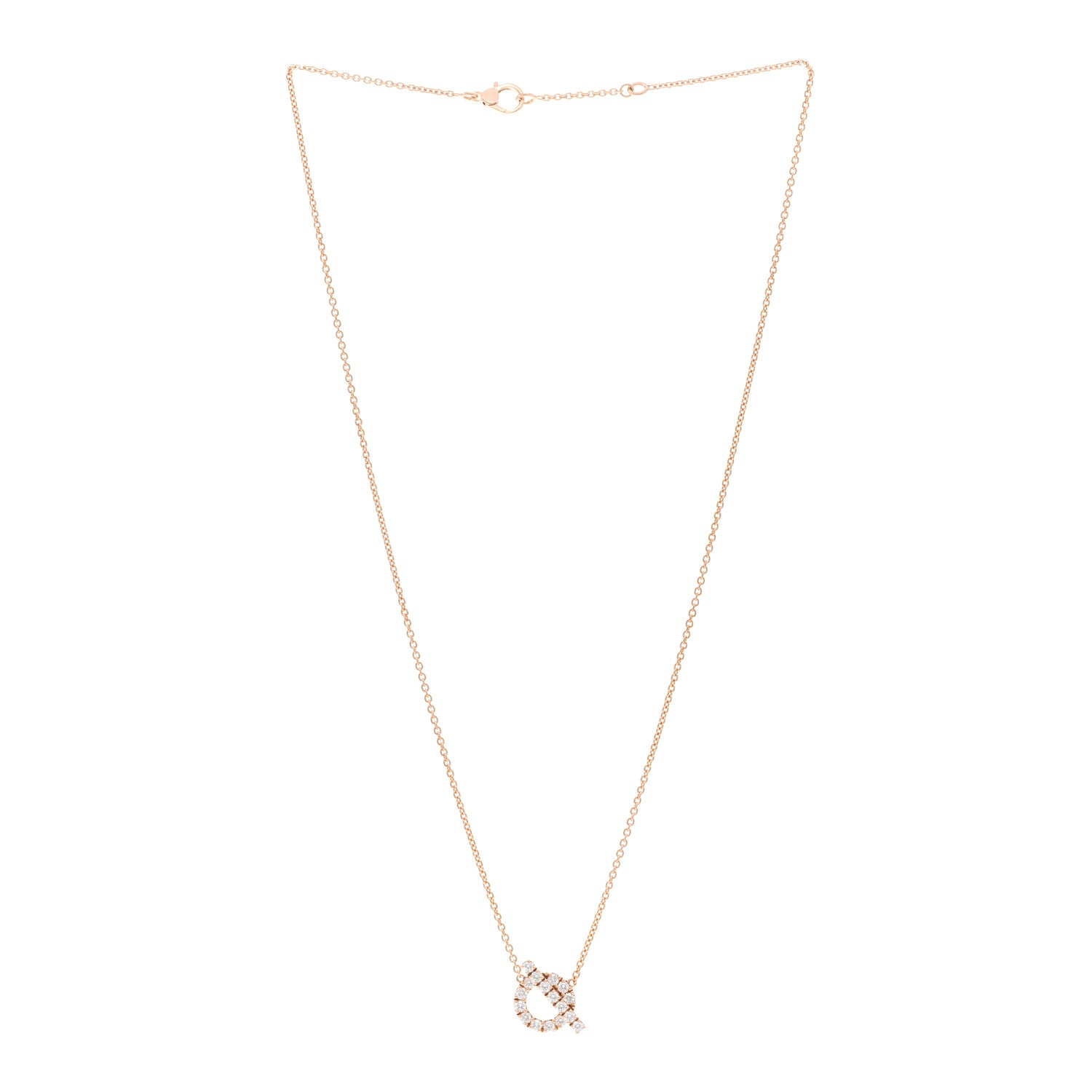 Hermes 18K Rose Gold Diamond Finesse Pendant Necklace 3 of 5
