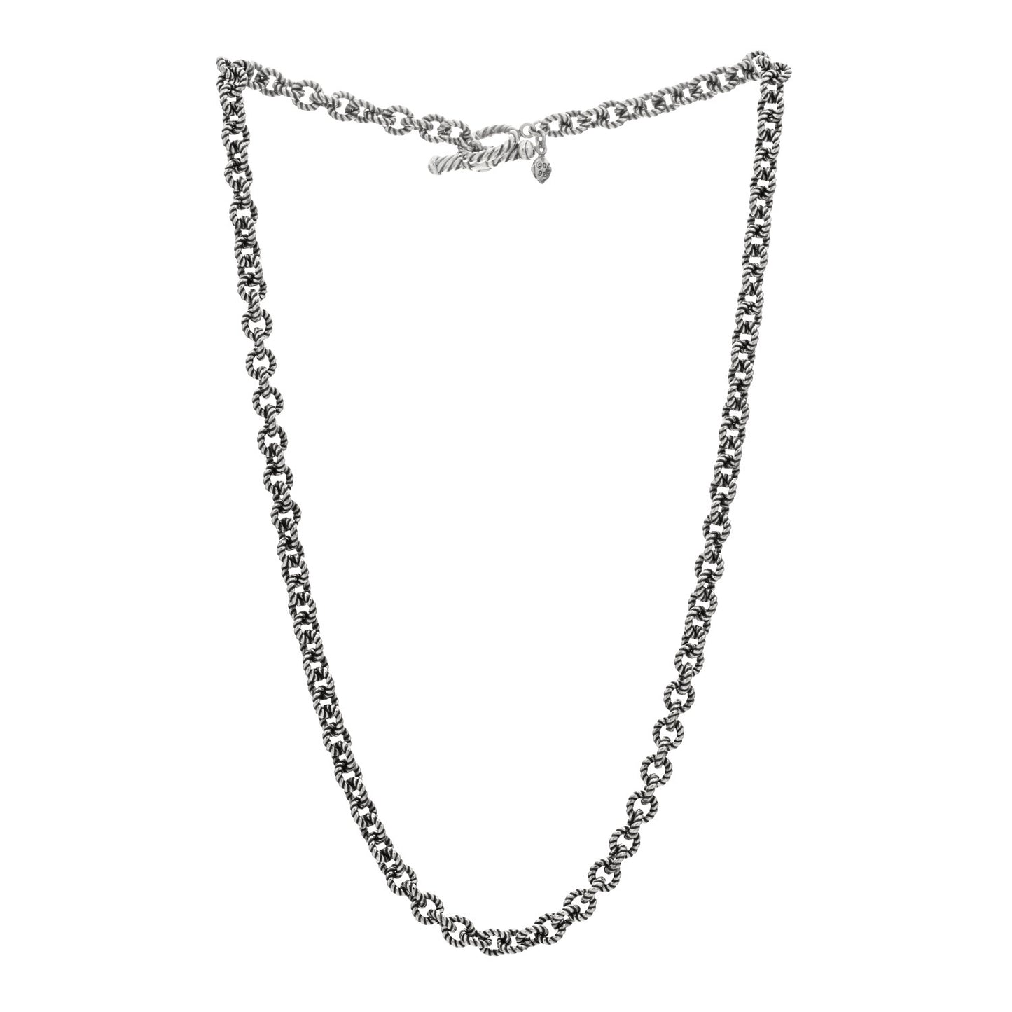 Sterling Silver 6mm Oval Cable Link Toggle Necklace 18"
