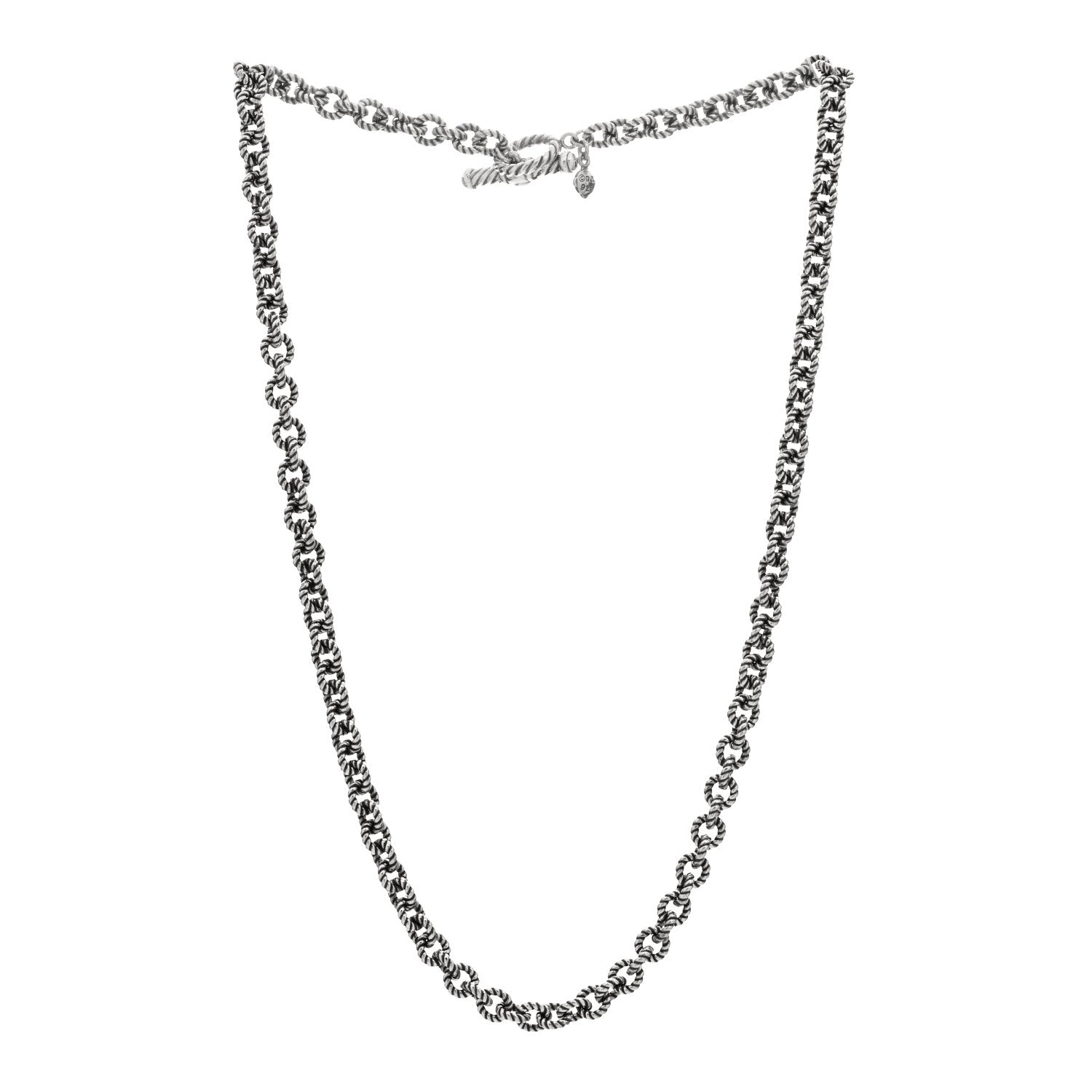 David Yurman Sterling Silver 6mm Oval Cable Link Toggle Necklace 18" 1 of 3