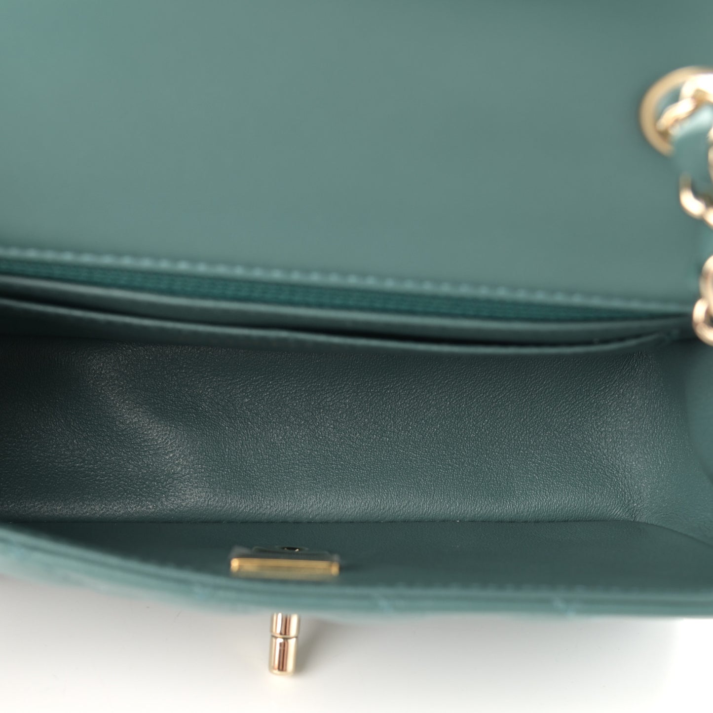 Lambskin Quilted Mini Rectangular Flap Green