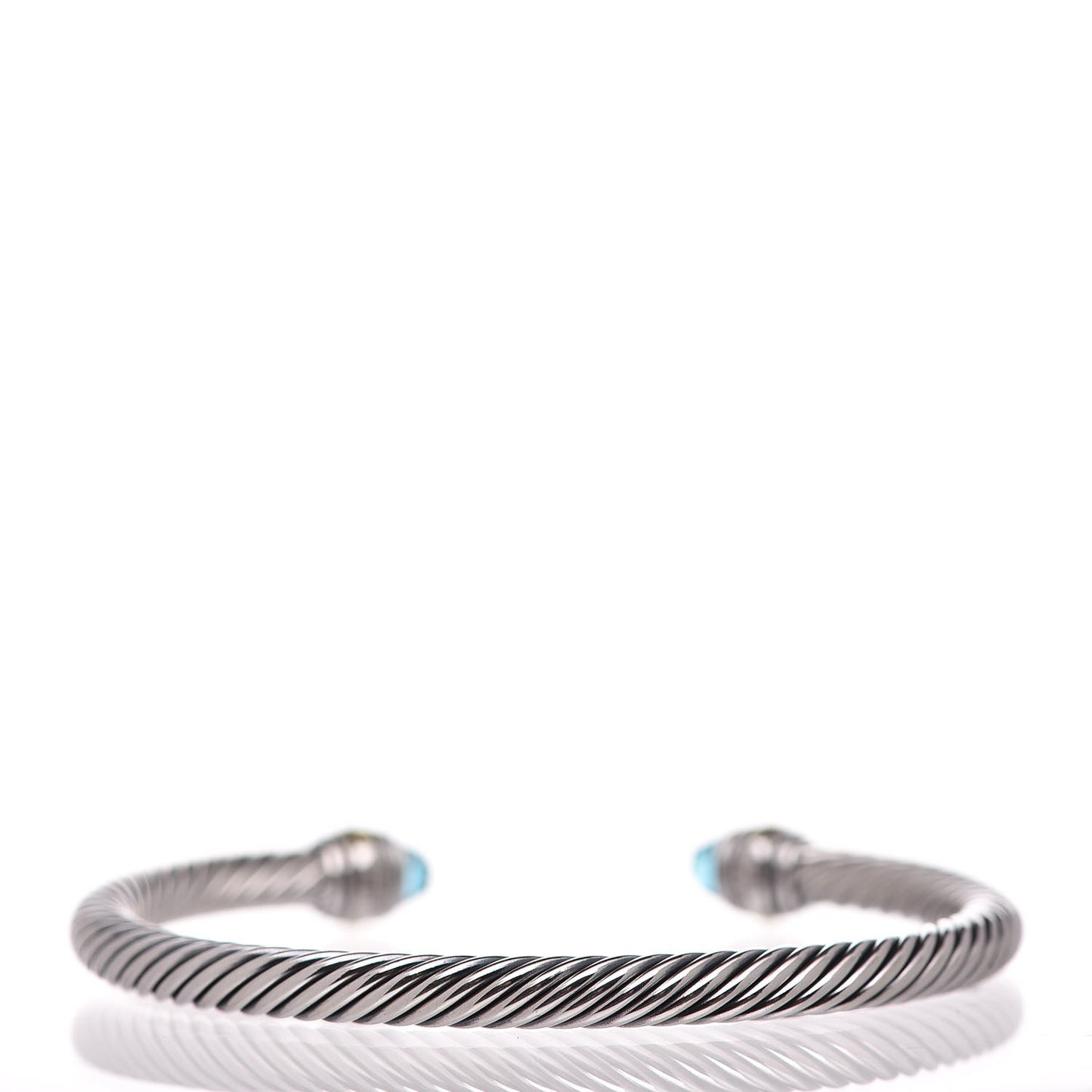 Sterling Silver 14K Yellow Gold Blue Topaz 5mm Cable Classics Bracelet