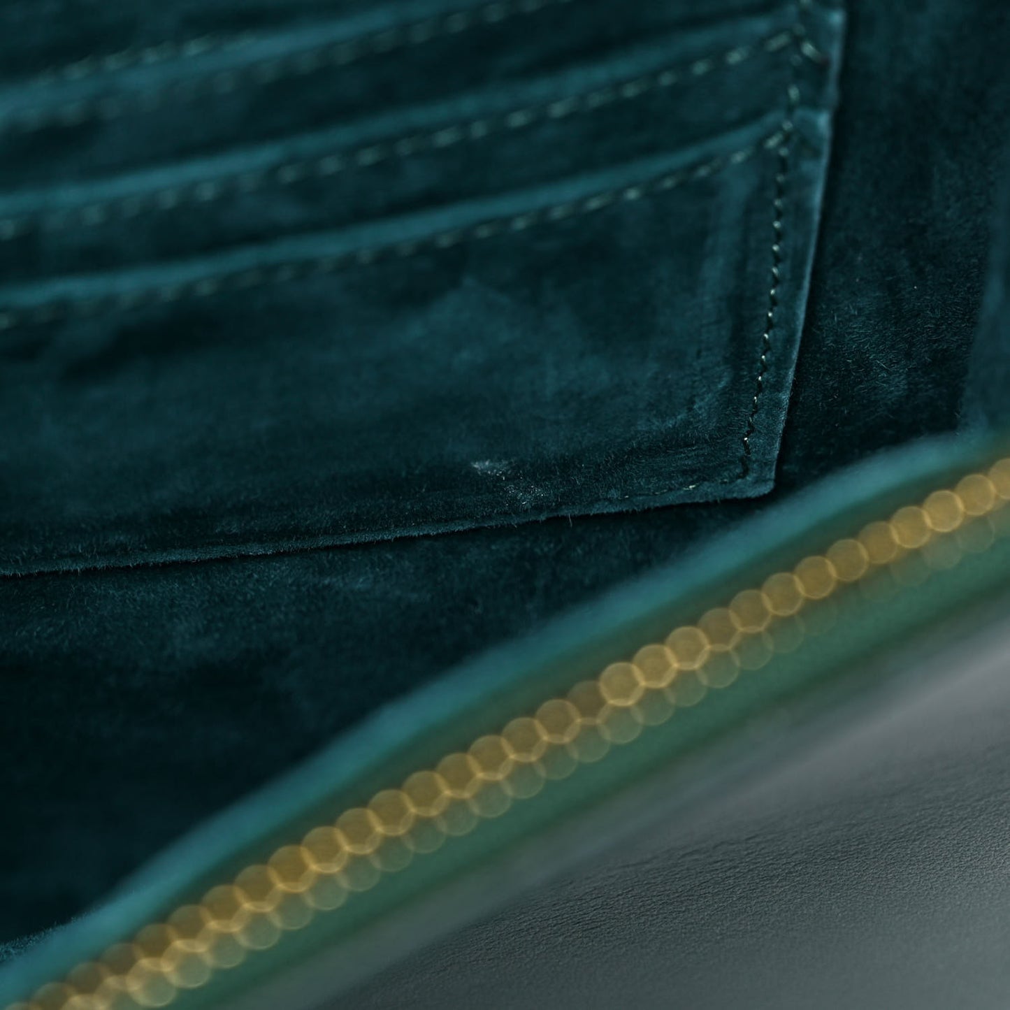Calfskin Envelope Flat Clutch Dark Green