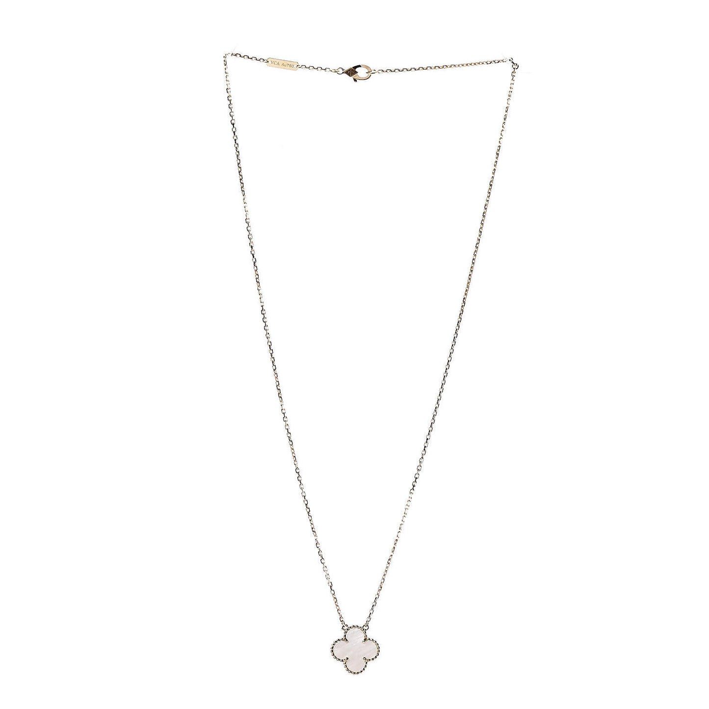 18K Yellow Gold Mother of Pearl Vintage Alhambra Pendant Necklace