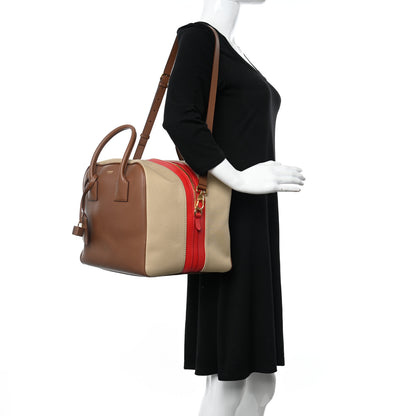 Burberry Calfskin Canvas Medium Cube Bowling Bag Malt Brown 2 of 13