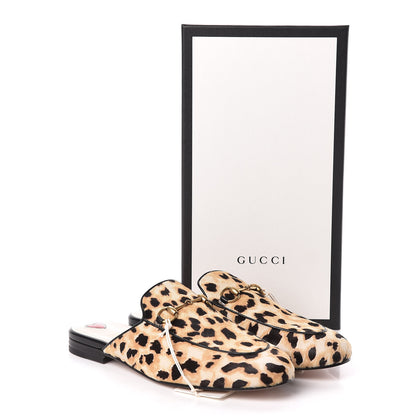 Gucci Calf Hair Leopard Print Womens Princetown Slippers 38.5 Naturale Black 8 of 8