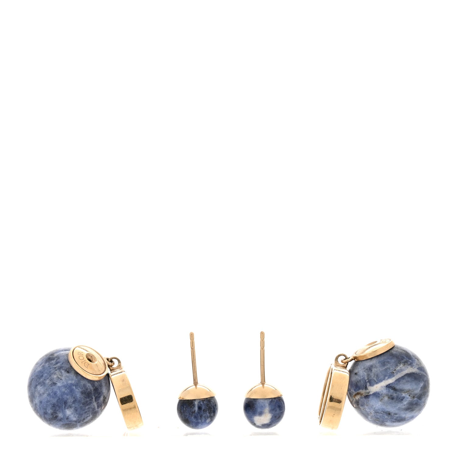 Christian Dior Marble CD Tribal Earrings Blue 3 of 4
