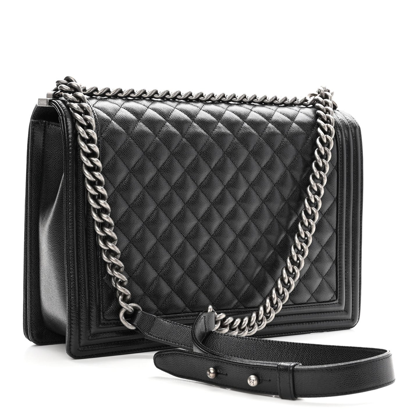 Caviar Quilted Large Boy Flap Black