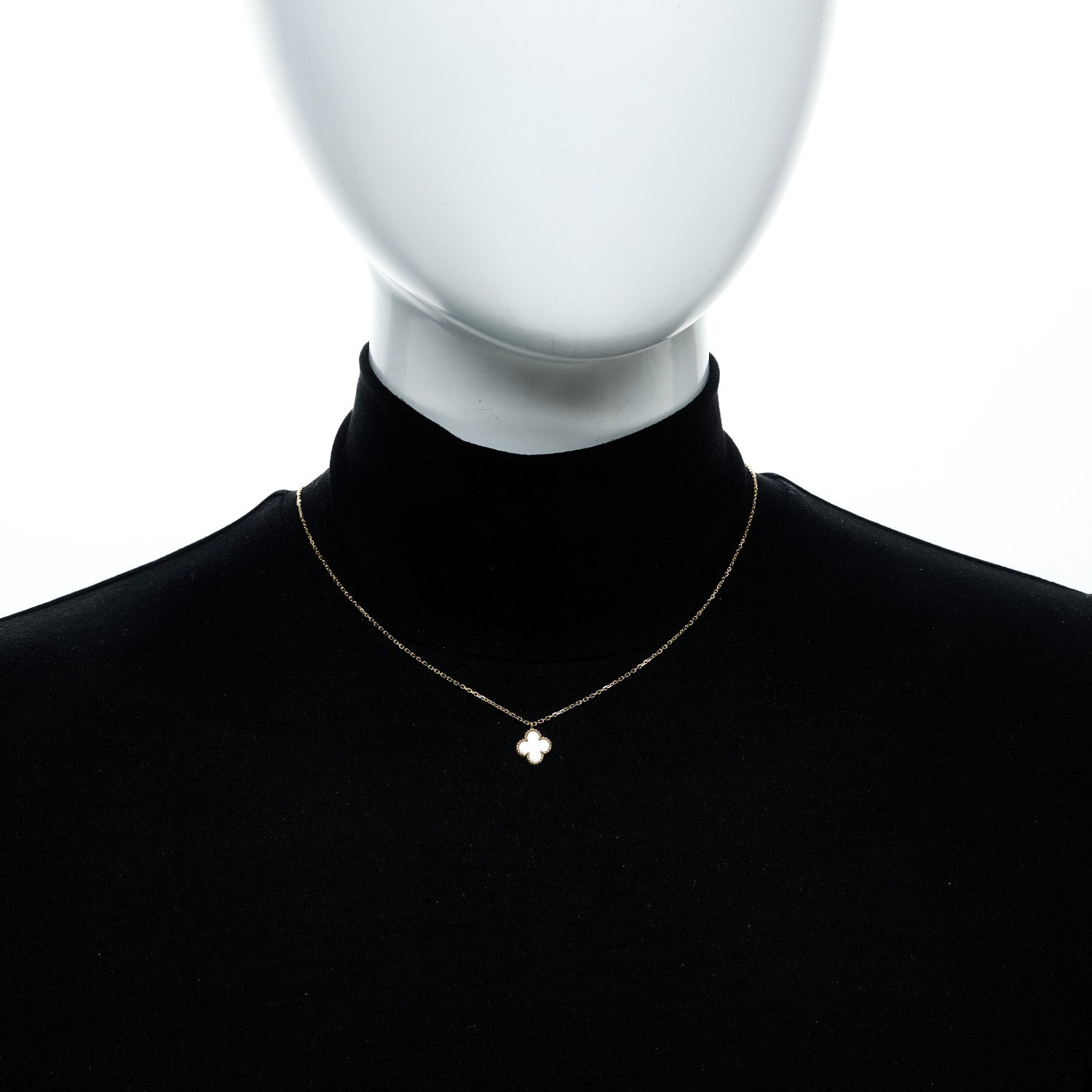 Van Cleef & Arpels 18K Yellow Gold Mother of Pearl Sweet Alhambra Pendant Necklace 2 of 5