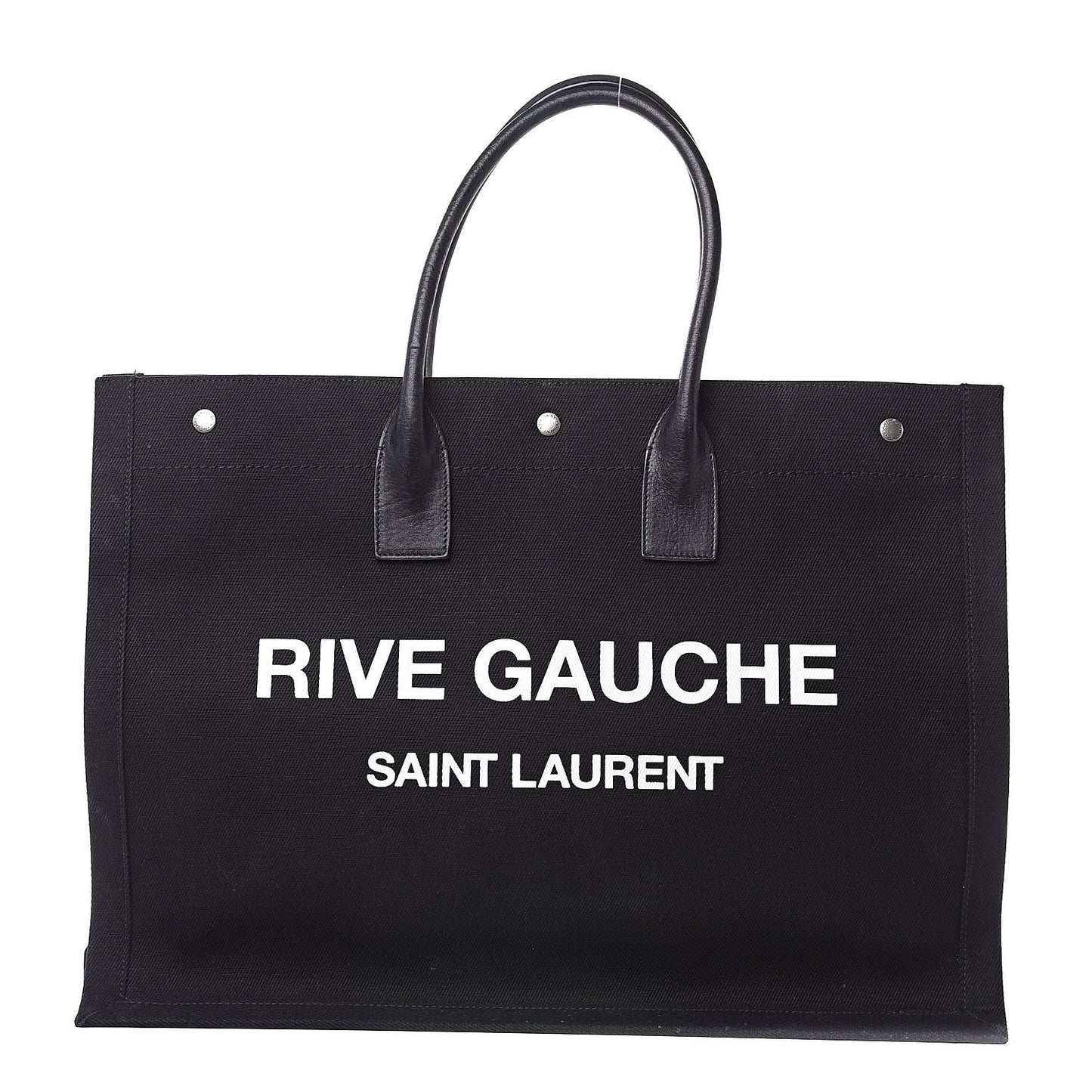 Linen Calfskin Rive Gauche Tote Black