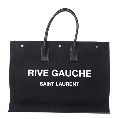 Saint Laurent Linen Calfskin Rive Gauche Tote Black 1 of 16