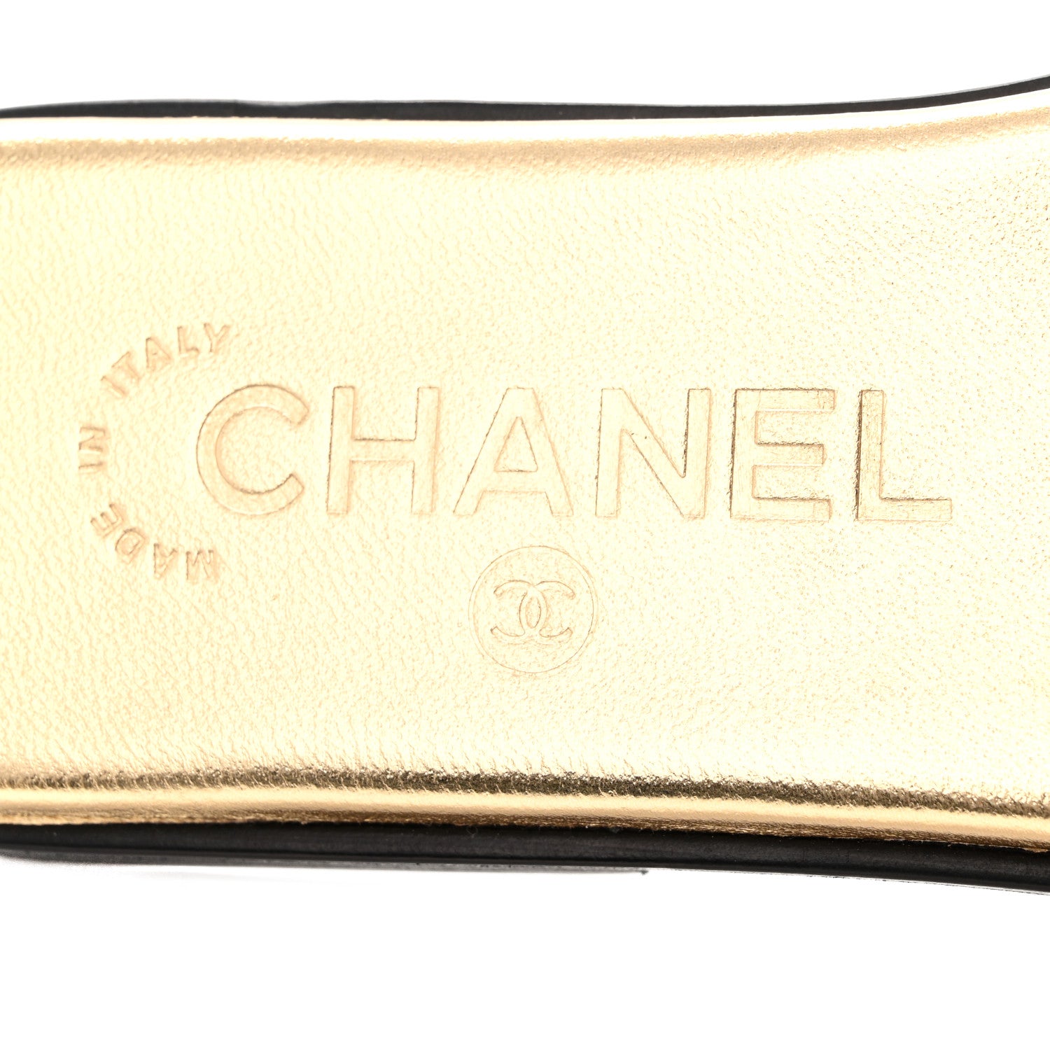 Chanel Crackled Laminated Calfskin CC Cut Out Mules Sandals 37 Gold 7 of 10