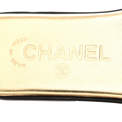 Chanel Crackled Laminated Calfskin CC Cut Out Mules Sandals 37 Gold 7 of 10