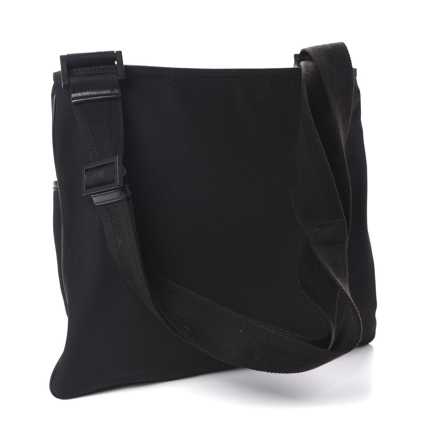 Nylon Web Interlocking G Messenger Bag Black