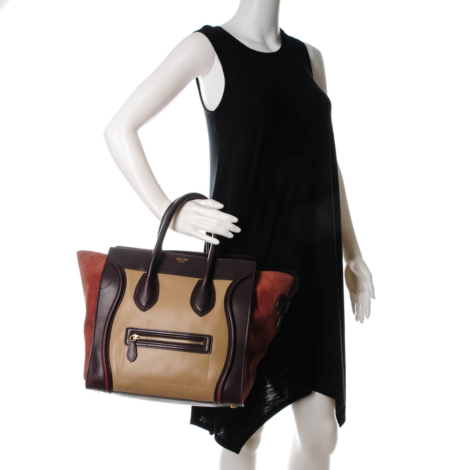 Celine Smooth Calfskin Suede Mini Tri-Color Luggage Beige 2 of 13