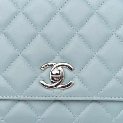 Chanel Lambskin Quilted Trendy CC Wallet On Chain WOC Light Blue 9 of 12