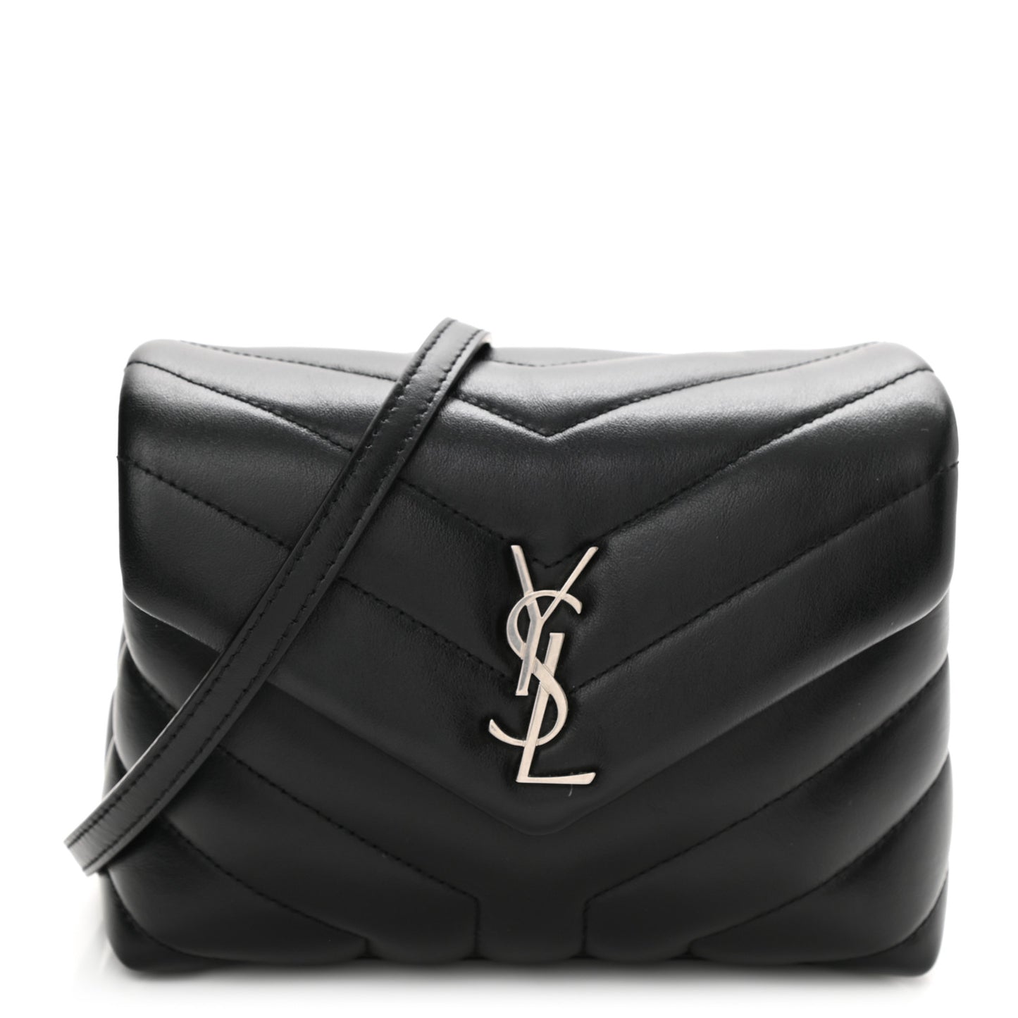 Calfskin Y Quilted Monogram Toy Loulou Crossbody Bag Black