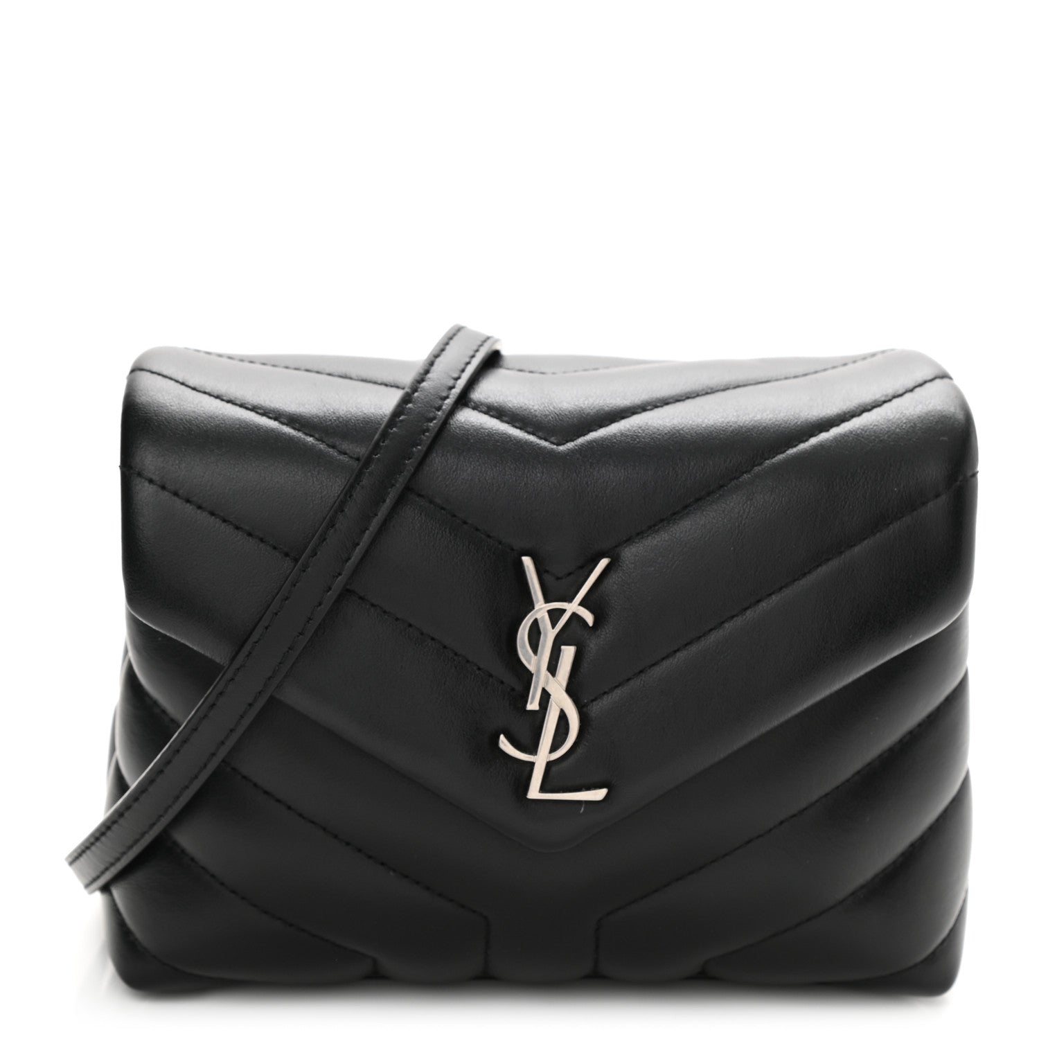 Saint Laurent Calfskin Y Quilted Monogram Toy Loulou Crossbody Bag Black 1 of 12