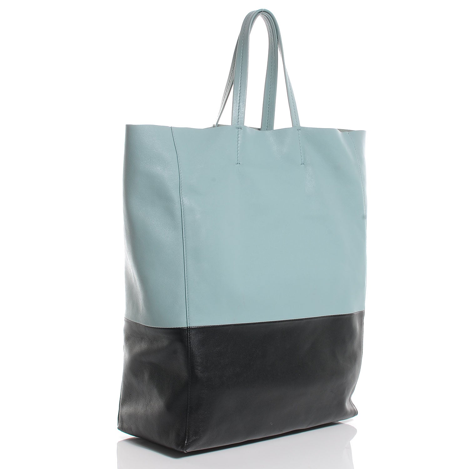 Celine Leather Vertical Bi-Color Cabas Light Blue Black 3 of 8