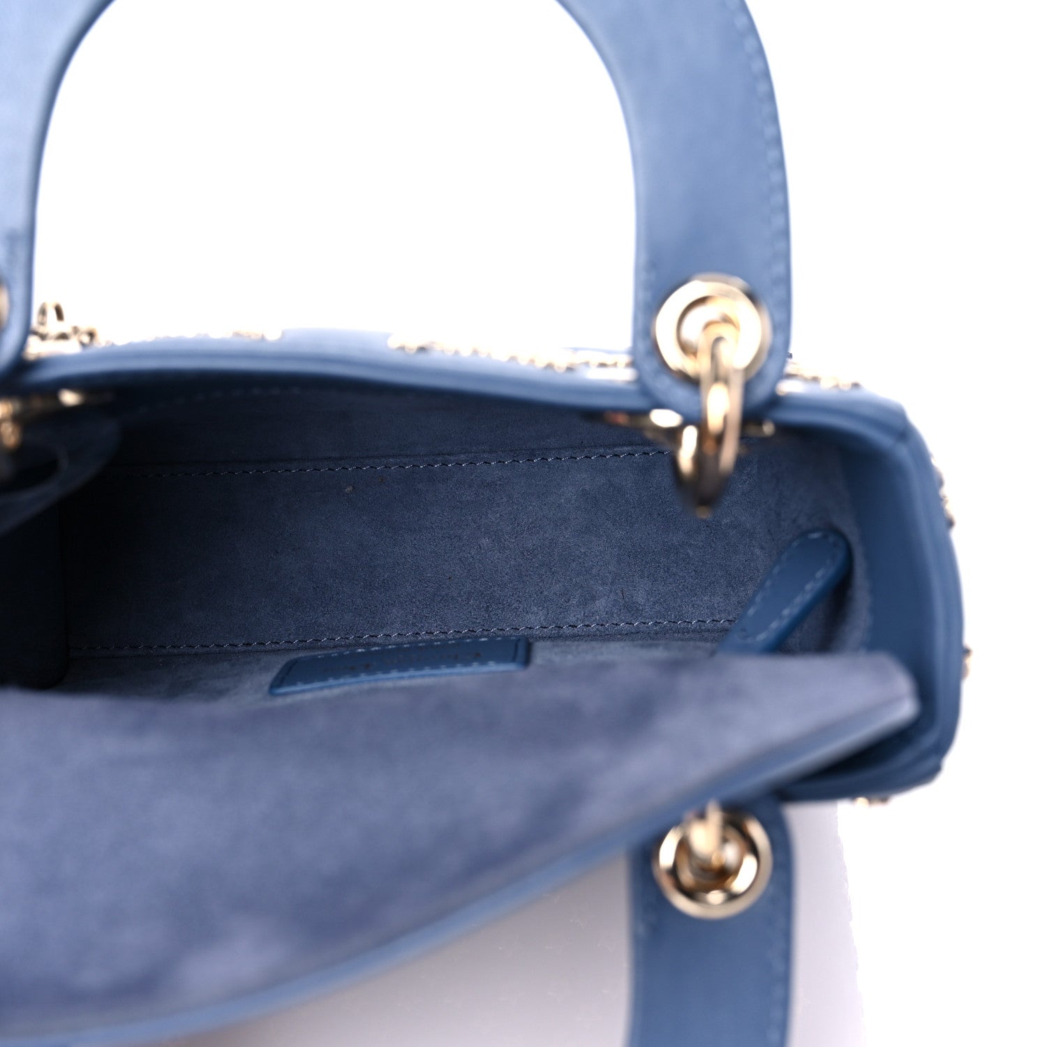 Christian Dior Lambskin Cannage Lucky Star Studded Mini Lady Dior Denim Blue 4 of 8