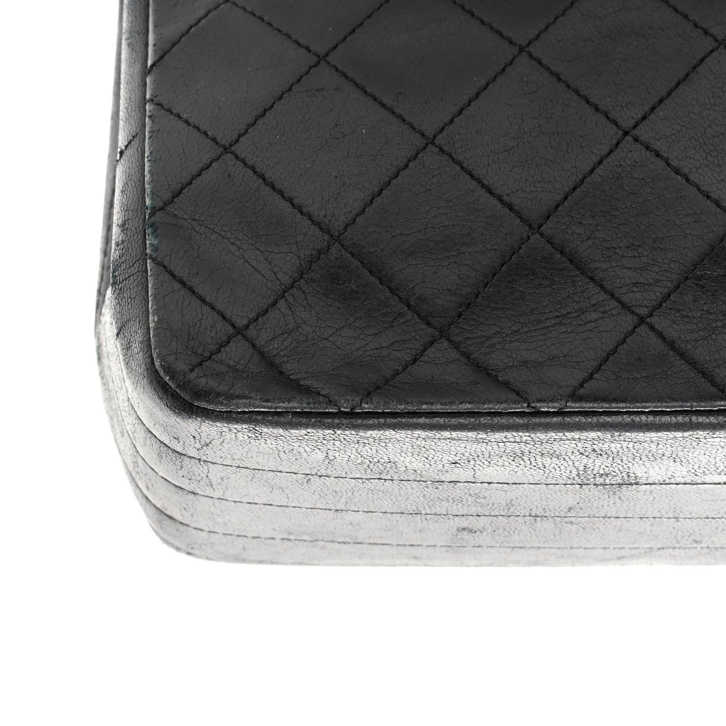 Lambskin Diamond Stitch Envelope Single Flap Black