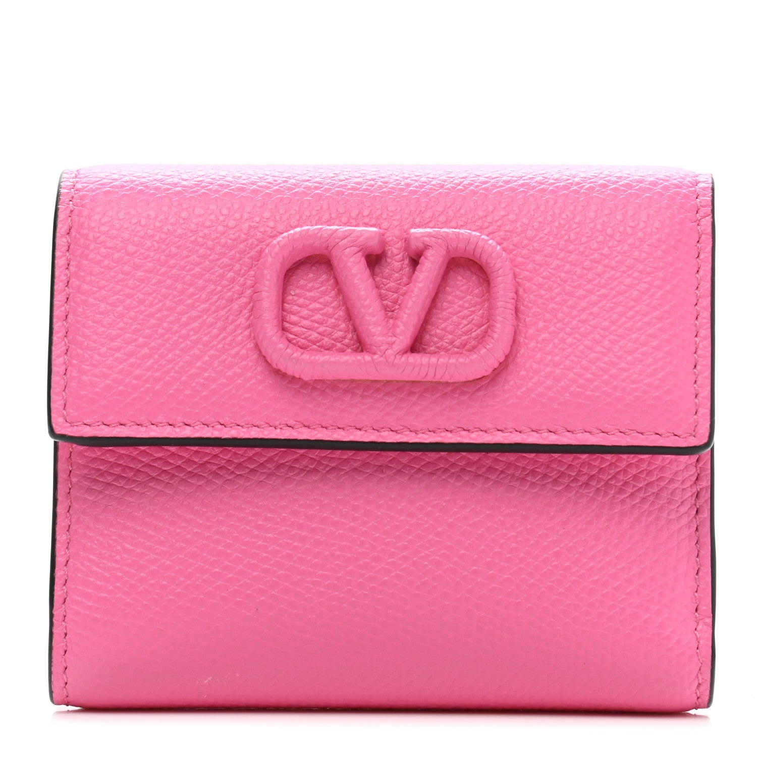 Valentino Garavani Grainy Calfskin VSling Compact Wallet Feminine Pink 1 of 9